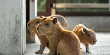 В зоопарке Сакраменто родились пятеро детенышей капибары